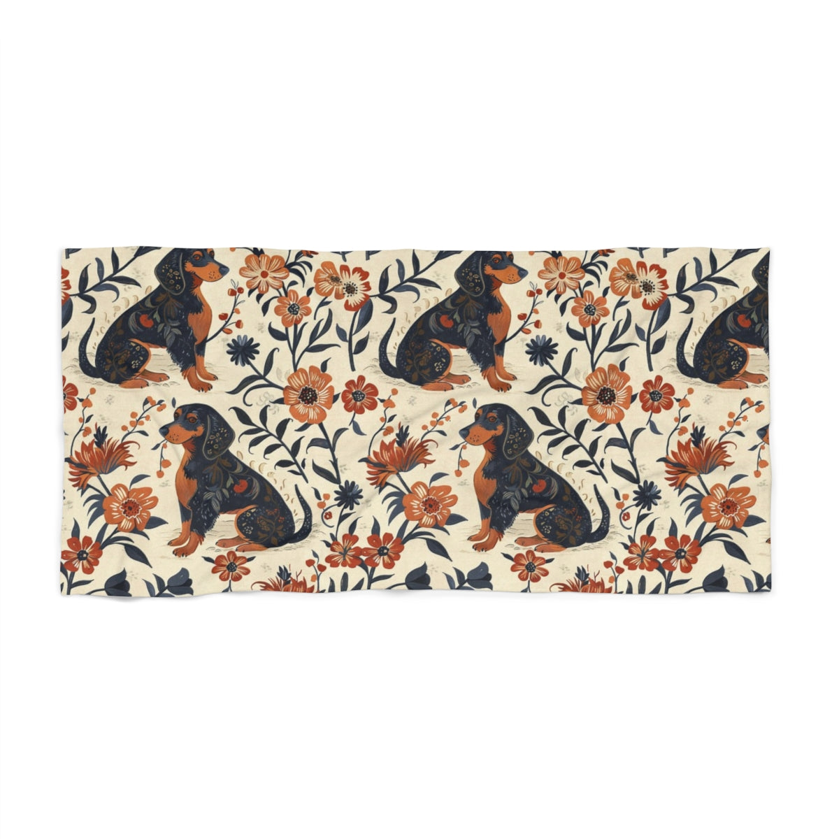 Victorian Garden Dachshunds Beach Towel