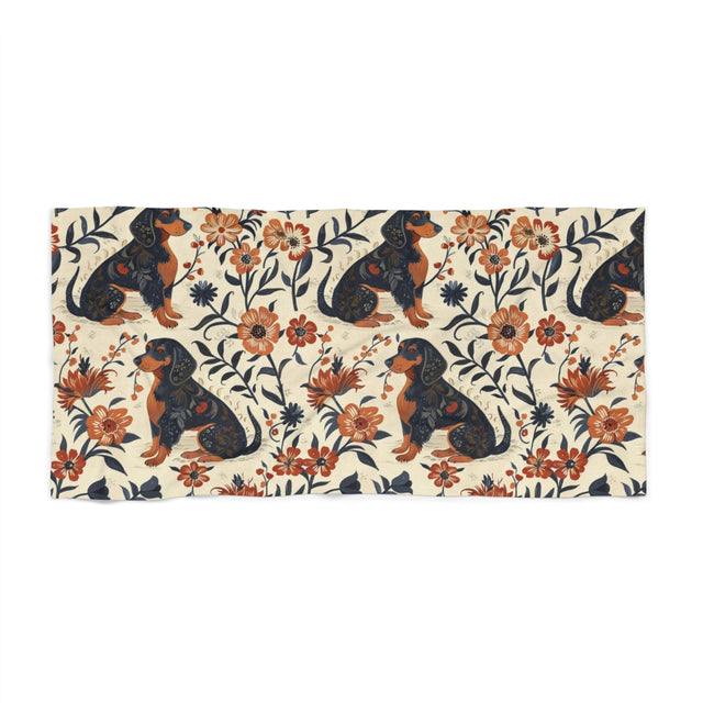 Victorian Garden Dachshunds Beach Towel