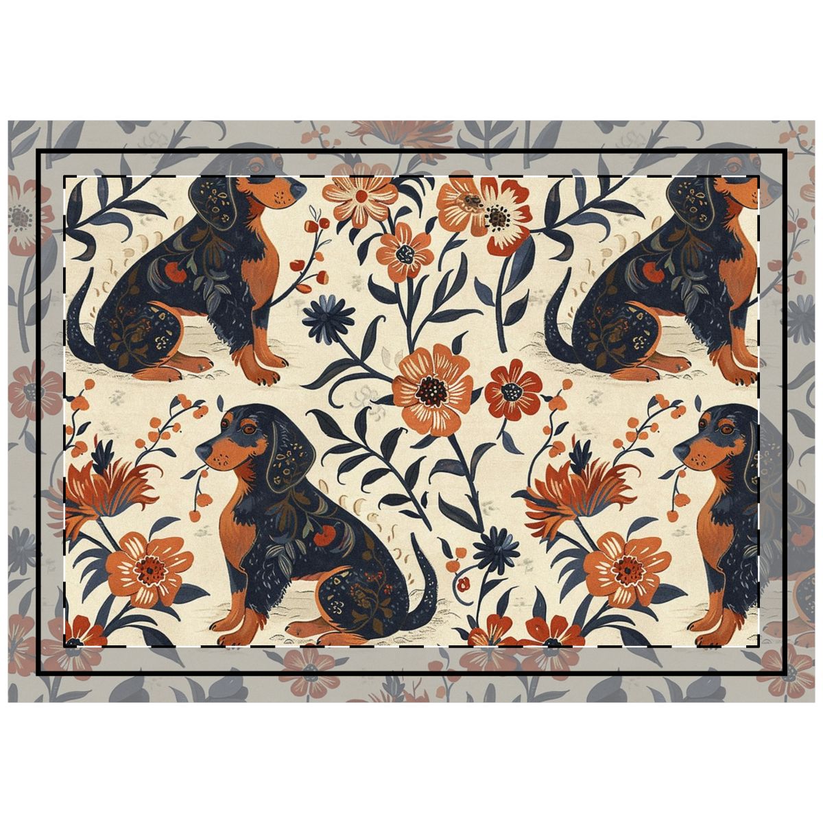 Victorian Garden Dachshunds Throw Pillow