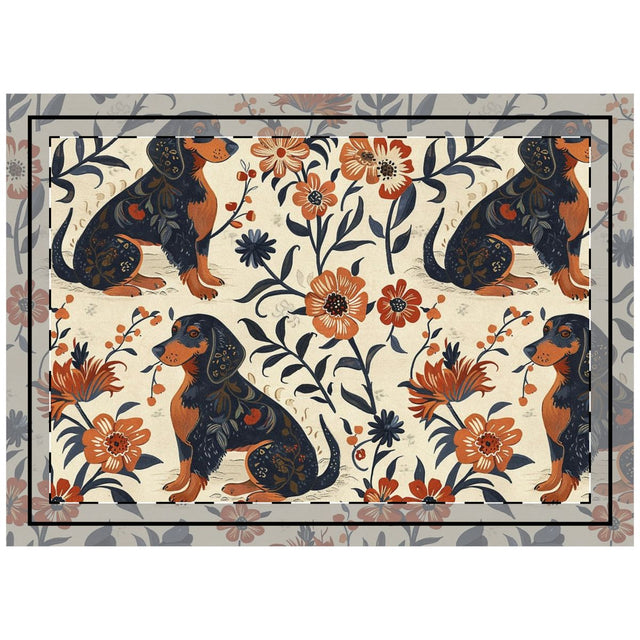 Victorian Garden Dachshunds Throw Pillow