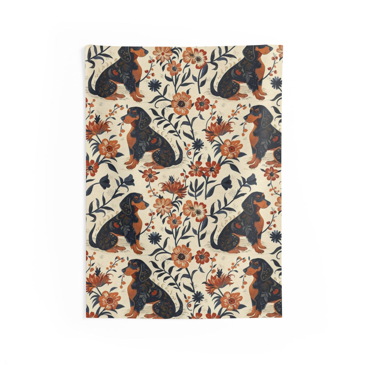 Victorian Garden Dachshunds Wall Tapestry