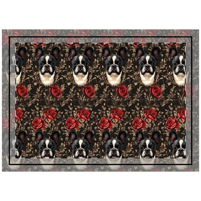 Victorian Rose Frenchies Throw Pillow