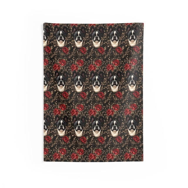 Victorian Rose Frenchies Wall Tapestry