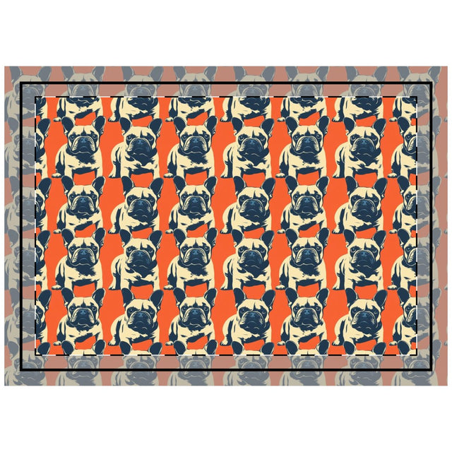 Vintage Denim Frenchies Throw Pillow