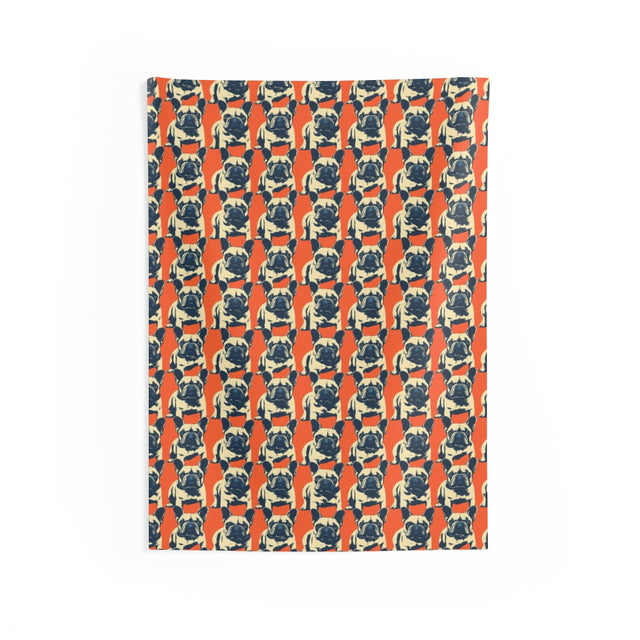 Vintage Denim Frenchies Wall Tapestry