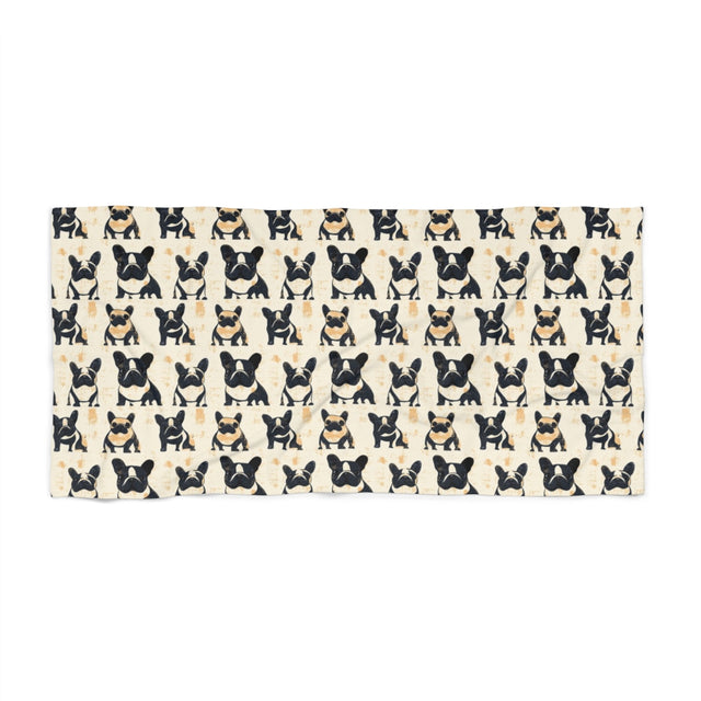 Vintage Frenchie Block Print Beach Towel