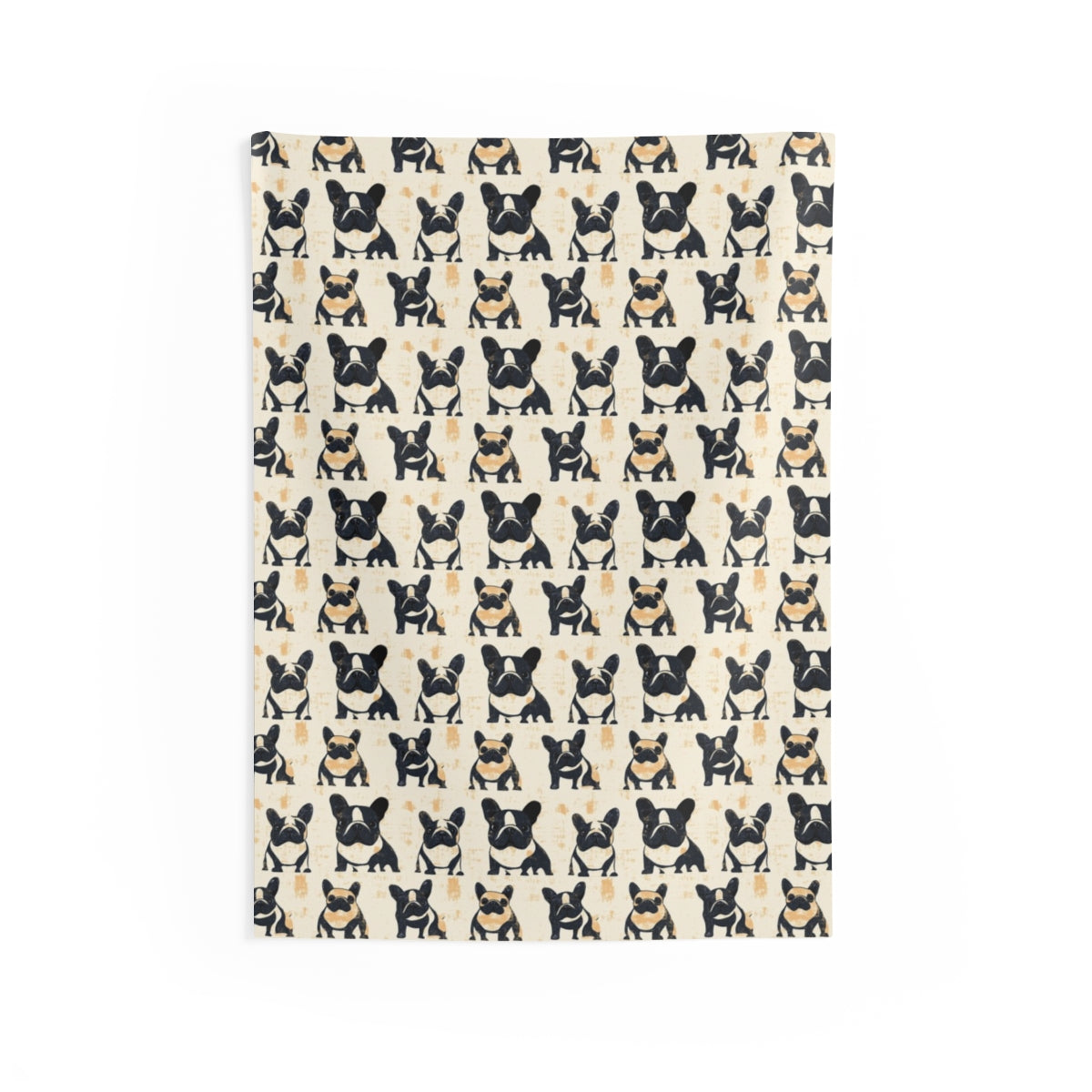 Vintage Frenchie Block Print Wall Tapestry
